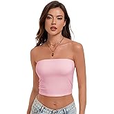Kindcall Womens Tube Top Strapless Bandeau Casual Crop Tank Top