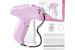 HOUSE DAY Stitchy Gun for Clothes, Fine Needle Stitch Gun Quick Clothing Fixer, Speedy Price Tagging Gun with 6 Fine Needles, 2200 Micro Thin Fasteners, 50 Buttons (Pink)