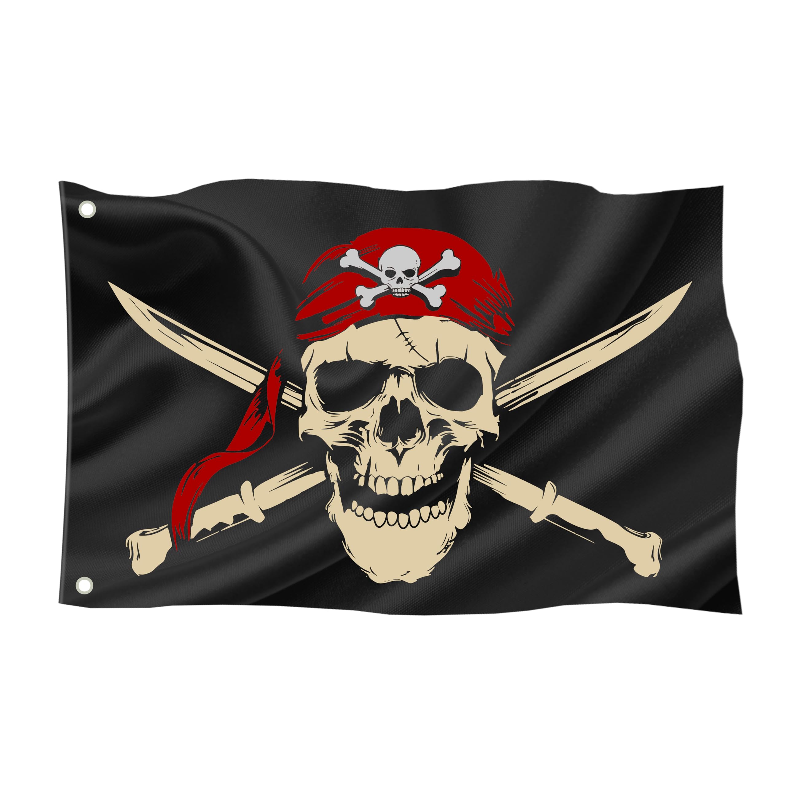 Pirate Flag / 60 x 40 cm / 23.6 x 15.7 Inches / Weatherproof with Eyelets / Outdoor and Indoor / Flag for Flagpole / 100% Polyester (Pirat 4 (Size S))