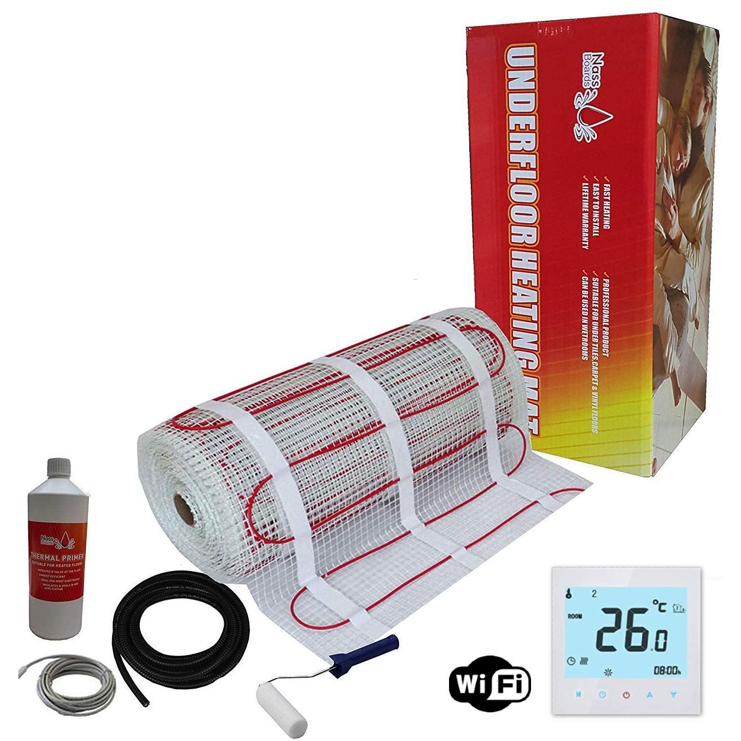 Nassboards Premium Pro Electric Underfloor Heating mat kit 200w per m2 - Red Box