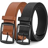 WERFORU 2 Pack Women Leather Belts for Jeans Pants Fashion Leather Belts for Women Waistband with Gold Pin Buckle