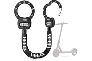 HEETA Electric Scooter Lock Anti Theft, 4 Digit Combination Bike Chain Lock, Heavy Duty Security Bicycle Lock Cable Accessories for E Scooter, E Bike, Motorcycle, Door, Gate & Fence