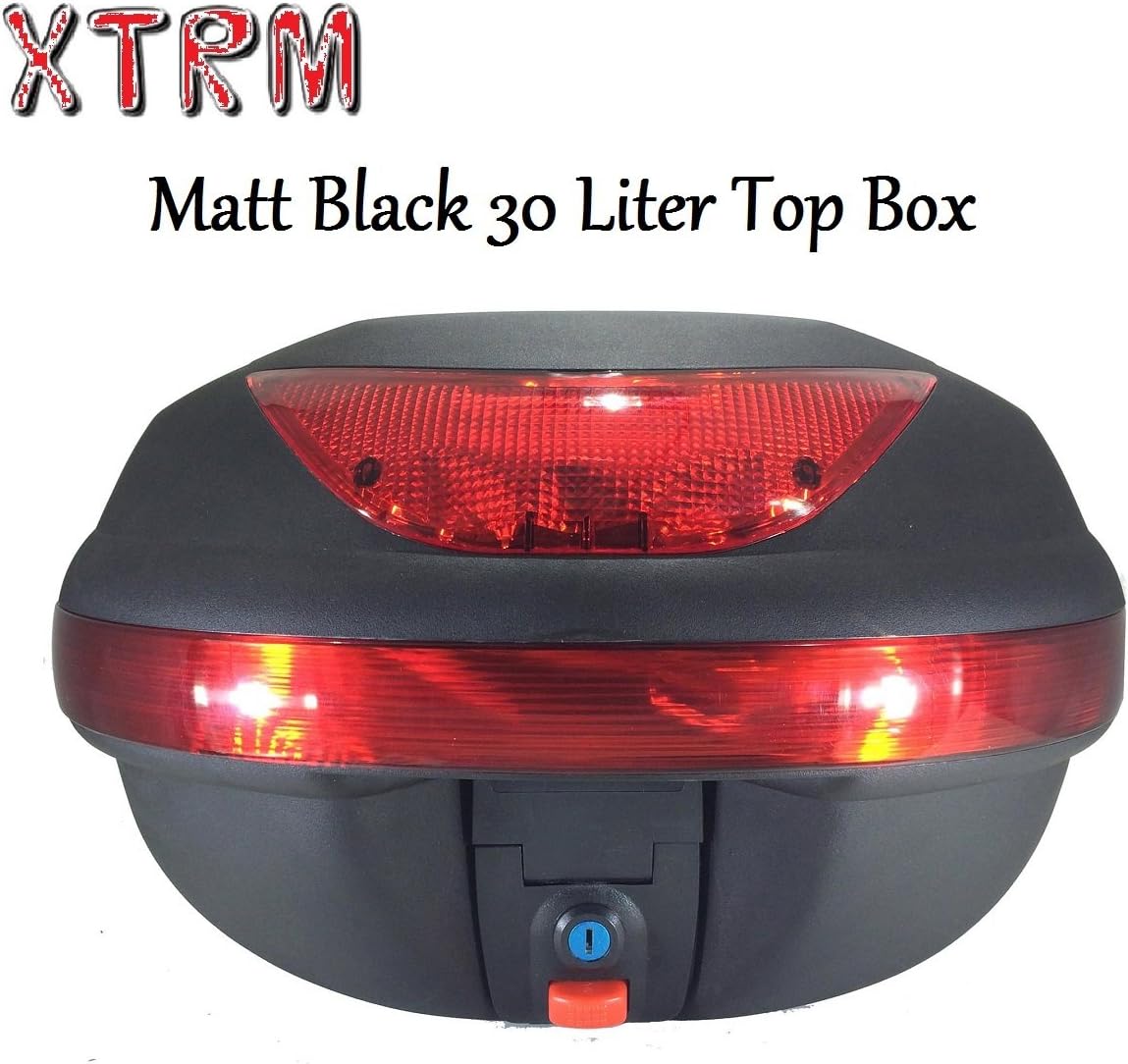 NEW UNIVERSAL FIT 30 LITRE TOP BOX MOTOR CYCLE BIKE SCOOTER LUGGAGE REAR BACK CASE TOP BOX