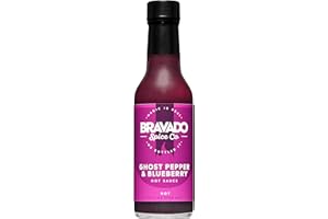 Ghost Pepper and Blueberry Hot Sauce By Bravado Spice FEATURED ON HOT ONES Gluten Free, Vegan, Low Carb, Paleo Hot Sauce All Natural 5 oz Hot Sauce Bottle Award Winning Gourmet Hot Sauce