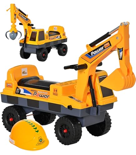 Qaba No Power 2 in 1 Ride On Excavator with Helmet and Claw