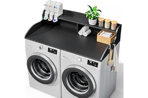 2-Tier Washer Dryer Countertop, Laundry Shelf Topper with Edge and Non-Slip Pads, 54" x 27.5" Cover Guard Organizer, Washer a