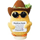 ETDKM Emotional Support Positive Crochet Duck with Stand - Already Made Positive Crochet Animals, Christmas Decor & Funny White Elephant Gifts for Women