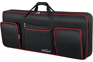 SNIGJAT 61 Key Keyboard Case, Soft Piano Bag with 0.32 inch Cotton, 61 Key Keyboard Bag with Handle & Shoulder Straps, Piano Keyboard Case with 3 Pockets for Accessories (Size: 39.5"x15.8"x4.8")