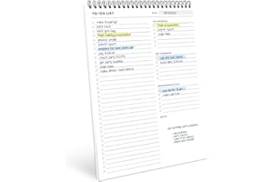 Of a Happy Kind To Do List Spiral Notepad 8.5x11 52 Sheets - Multiple Functional Sections - Daily Planner Notebook - Task Todo Checklist, Agenda Note Pad for Work