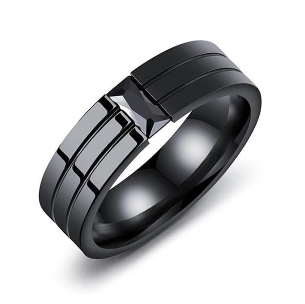 Adisaer Ring Schwarz Tungsten Ring Männer Verlobung Schwarz Herren Edelstahl Rechteck Zirkonia Gothic,Du Bist Mein Schatz, Ge