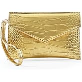 SharPlus Small Clutch Purse for Women, Metallic Envelope Handbag Evening Bag with Wristlet Strap