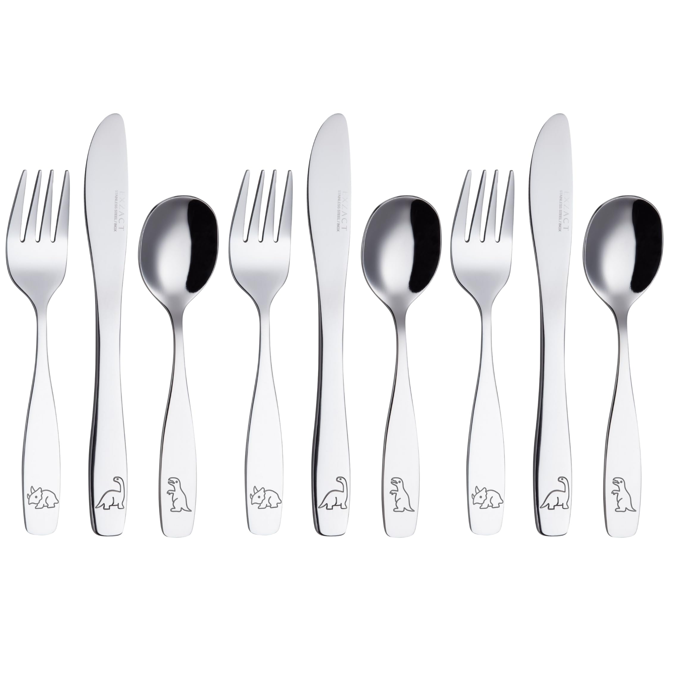 Exzact Childrens Cutlery 9pcs Stainless Steel, Kid Cutlery/Todler Silverware, Dishwasher Safe, 24M+, Dinosaurs — image 1
