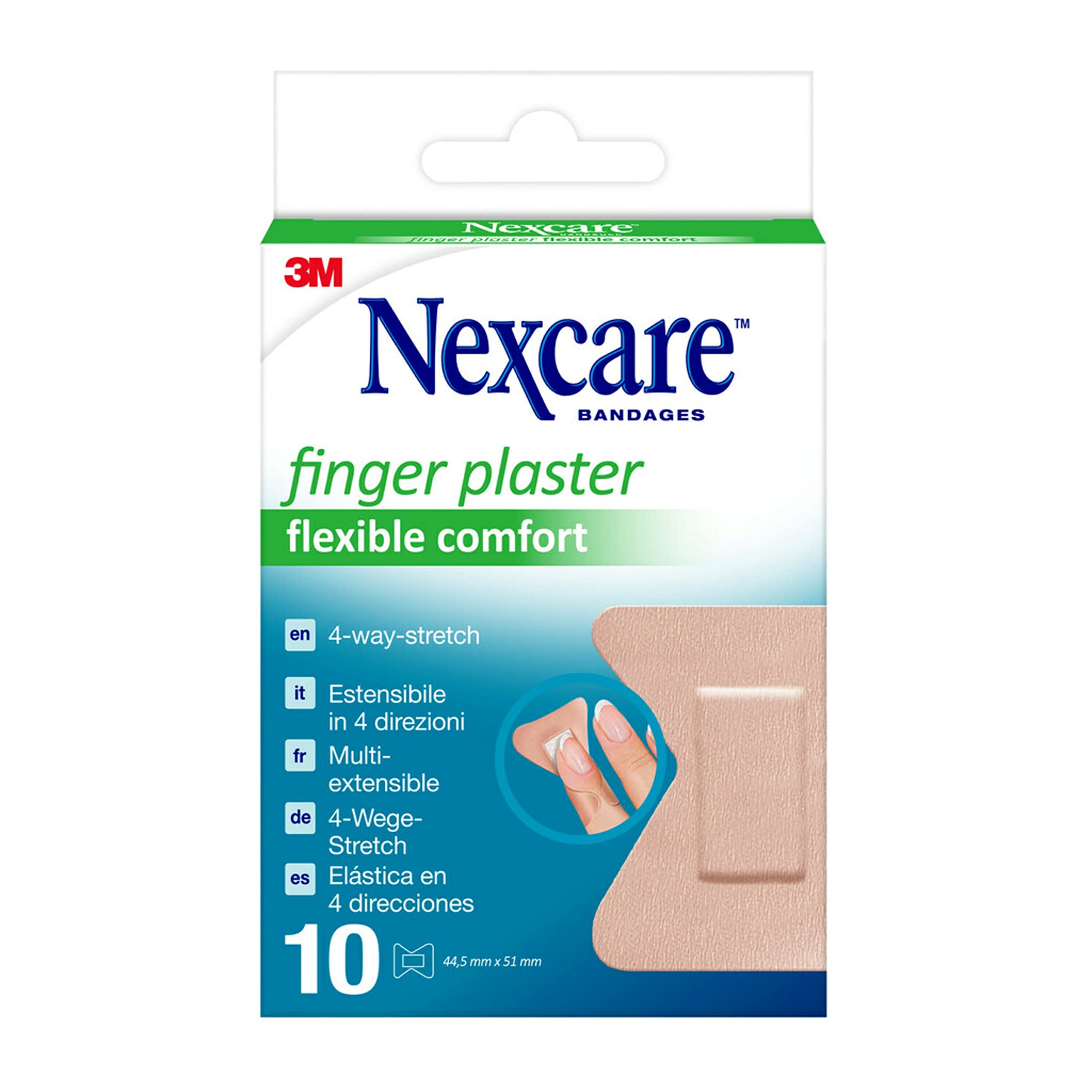 Nexcare Ultra Strech Flexible Comfort Finger Plasters, 44,5 mm x 51 mm, 10 per Pack - Breathable and Waterproof for Minor Wounds, Scratches, Plasters for First Aid Kits