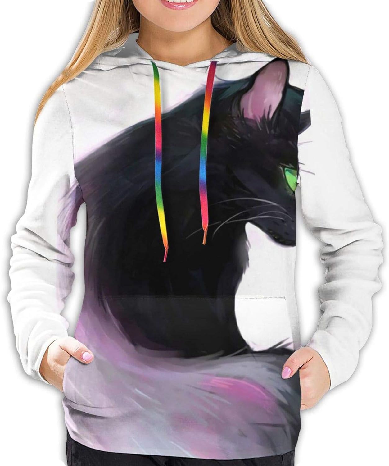 Funny Cat Women's Patterns Print Sweatshirts Pocket