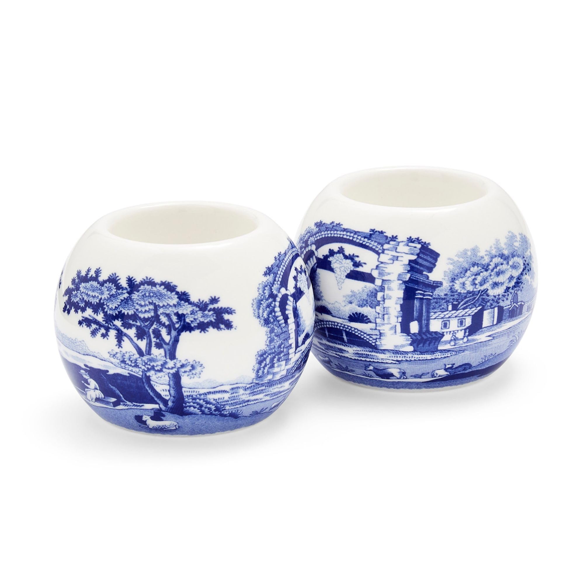 Spode Blue Italian Tealight Holders - Set of 2