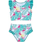 Idgreatim 3-7T Little Girls Two Pieces Swimsuits Kids Ruffles Sleeve Bathing Suit