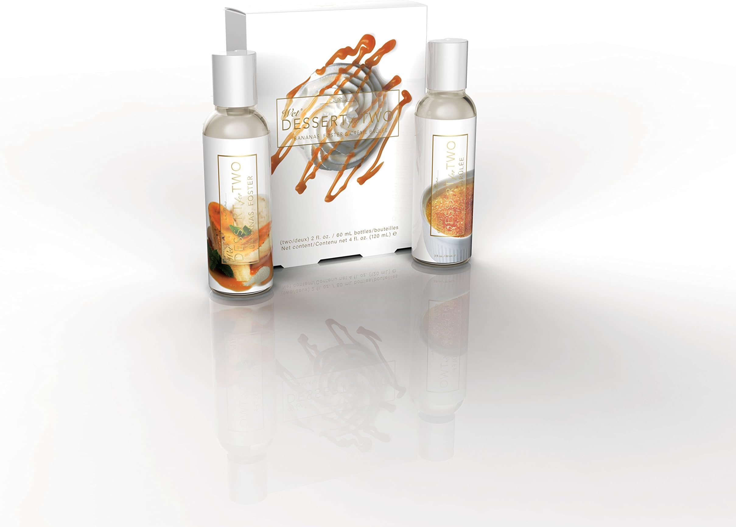 Wet Lube Dessert for Two Flavored Lube Set, Bananas Foster and Creme Brulee, 2 Count