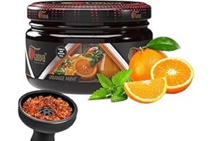Tanya Herbal Hookah Molasses 100% Nicotine & Tobacco Free Shisha Hookah Flavors Fruit Mix Organic Shisha Flavors 250g Reusable Premium Jars (Orange Mint)