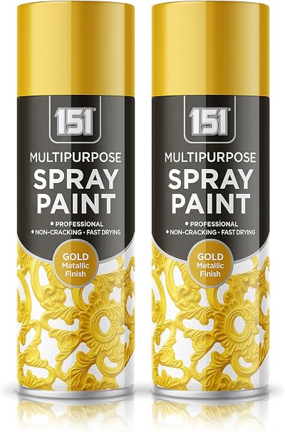 FERRIS Metallic Gold Spray Paint 2 x 400ml Premium Interior Exterior