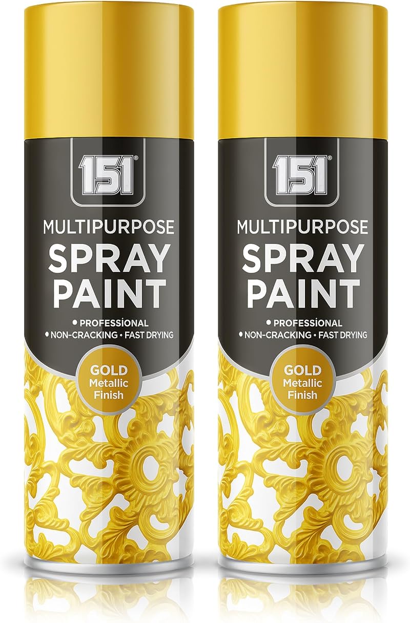 FERRIS Metallic Gold Spray Paint 2 x 400ml Premium Interior Exterior