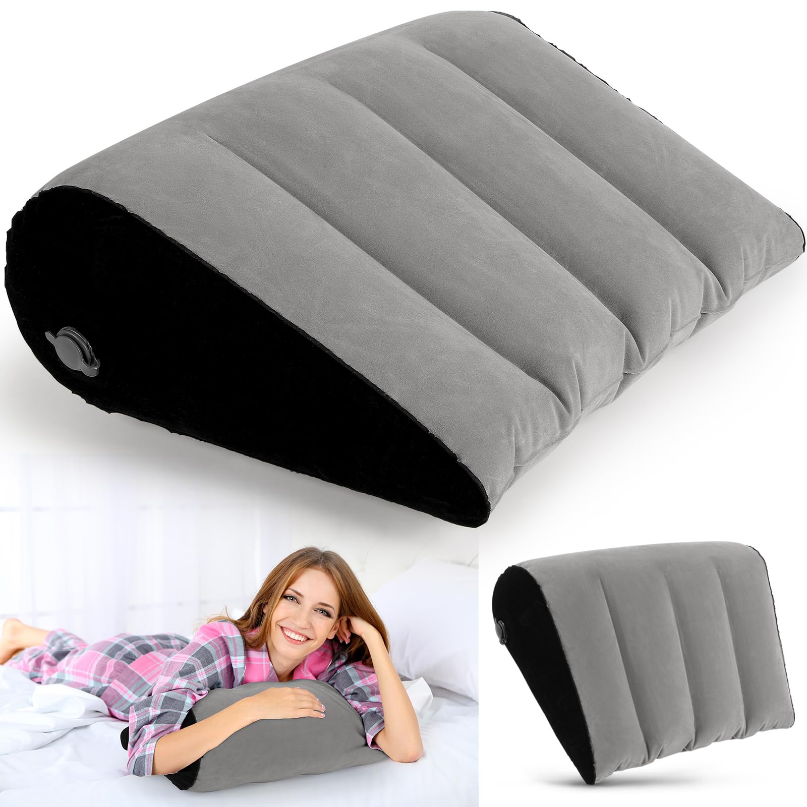 Photo 1 of USHMA Inflatable Wedge Pillow for Traveling, Portable Blow up Travel Wedge Pillow for Sleeping in Bed, Fast Inflation & Deflation Inflatable Bed Wedge, Ideal for Home, Travel, and Outdoor