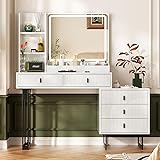 Large Vanity Desk with 3 Color Touch Screen Dimming
