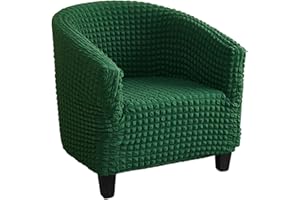 KRFOONN Club Chair Slipcover Stretch Barrel Chair Covers Soft Seersucker Tub Chair Slipcovers Couch Cover Removable Armchair Sofa Covers Furniture Protector for Living Room, A33