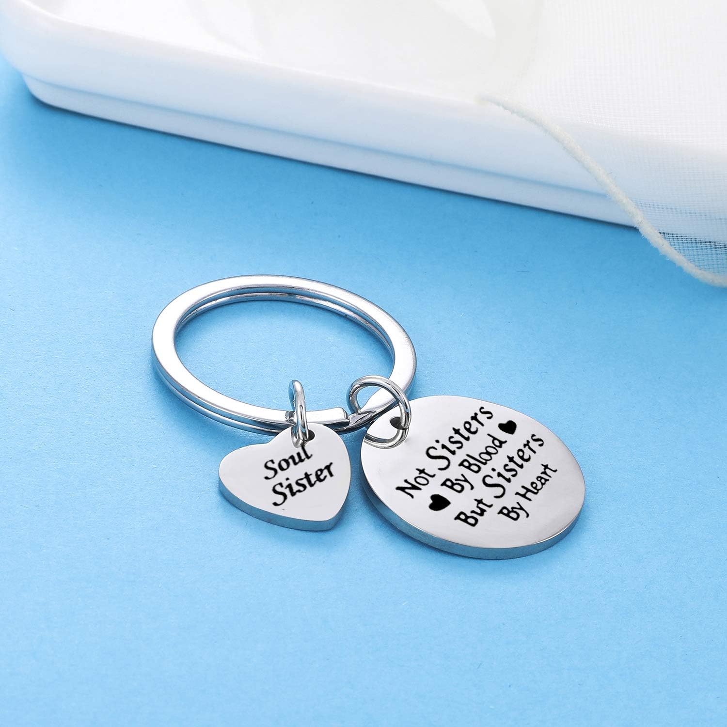 Nimteve Soul Sister Gifts Not Sisters By Blood But Sisters By Heart Sister Keyring Best Friends Gifts Friendship Jewellery Big Sis Little Sis Gifts From Sister (Sisters By Heart Style 1) - Image 4