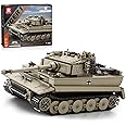 Reobrix Tiger I Tank Building Block Set, 1:28 Scale WW2 German Military Vehicle Model Kit, Collectible Army Toy Gift for Teen