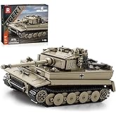 Reobrix Tiger I Tank Building Block Set, 1:28 Scale WW2 German Military Vehicle Model Kit, Collectible Army Toy Gift for Teen
