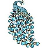 WCRAZYE Rhinestone Peacock Brooch Pin for Women Girls Fashion Exquisite Exaggerated Big Crystal Bird Animal Brooches Lapel Pins Elegant Dress Accessories Wedding Christmas Birthday Jewelry Gift