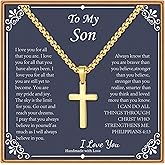 IEFLIFE Cross Necklaces Gifts for Men, Silver/Black/Gold Cross Necklace Box Chain Necklace for Men, Fathers Day Christmas Religious Baptism Christian Gift for Dad Son Boyfriend Husband Step Dad