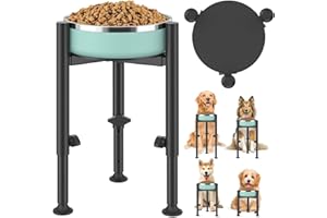 Adjustable Dog Bowls Elevated Stand- 4 Heights, Wide 6-10" -Oppro Metal Raised Tall Single Dog Food Bowl Stands Holder, Upgrade Lifted Water Feeder with Tray for Medium Large Small Breed, Black