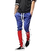 Mens Track Pants Three Tone (X-Large, tp0555_Royal Blue/Red)