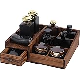 Organizer for Men,Bathroom Countertop Organizers,Perfume Organizer,Cologne Organizers,Bathroom Storage,Perfume Stand,Dresser Organizer,Gifts for Men,Dad Gifts,Adjustable Partition(Bourbon Brown)