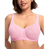 HSIA Minimizer Bras for Women Full Coverage Underwire Plus Size Unlined Mesh Jacquard Bra with Wide Straps