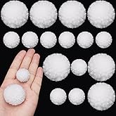 Syhood 30 Pcs Yarn Pom Poms Set Includes 20 Pcs 1 Inch and 10 Pack 1.5 Inches Balls for Christmas Crafts Red Fluffy Balls for Xmas Party Decor Costume DIY Supplies(White)