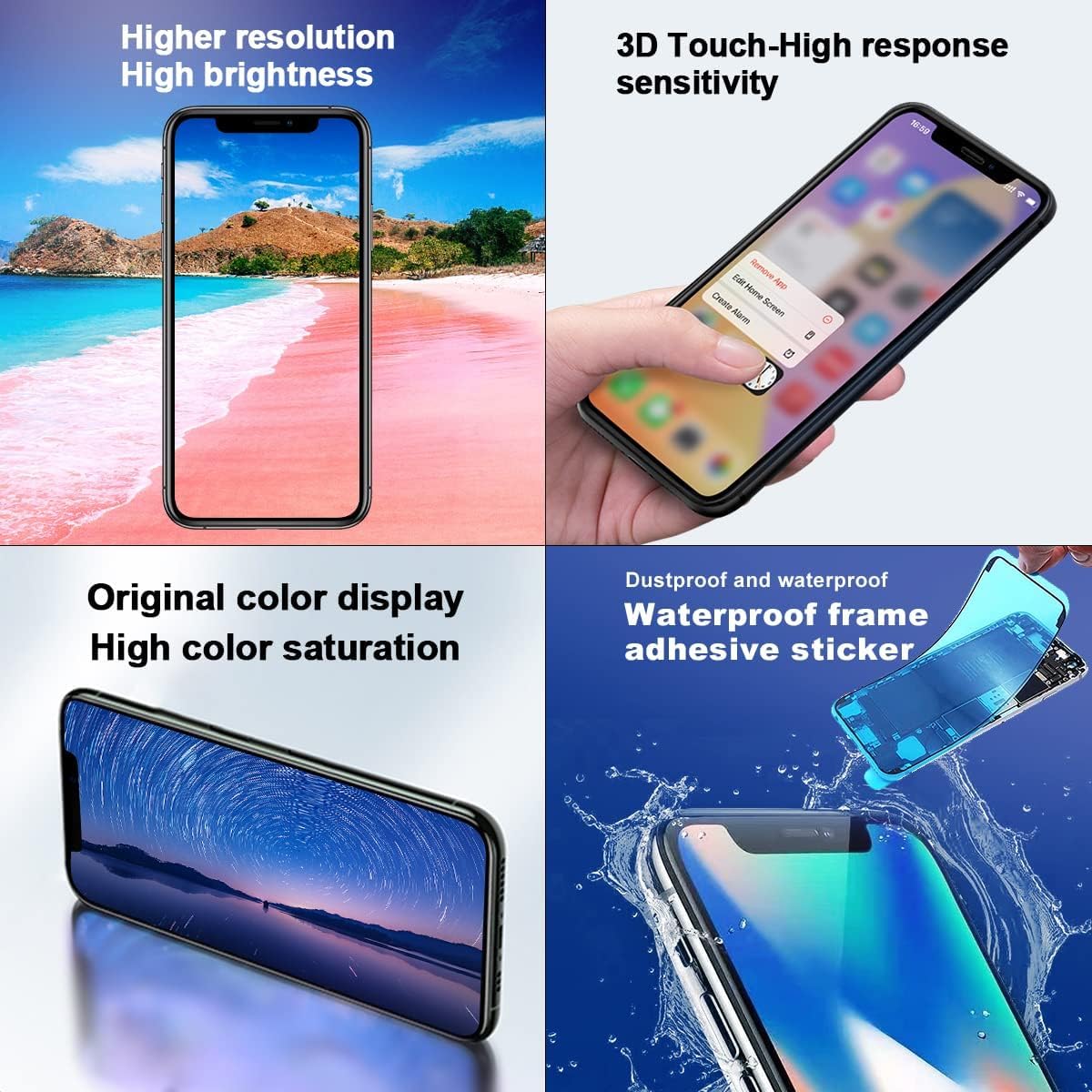 for iPhone 11 Pro Max Screen Replacement,Wholesale Full HD 6.5 inch COF LCD Display 3D Touch Digitizer Assembly with Waterproof Adhesive,for (Models A2161, A2218, A2220) No Repair Part Tools