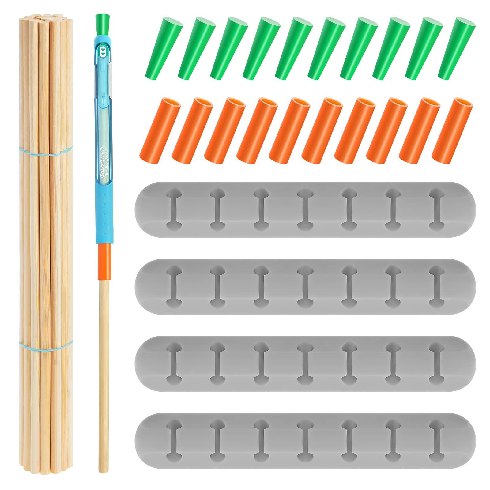 Photo 1 of 46 Pcs UV Epoxy Glitter Pen Holder Stand Turner Accessories with Nonstick Sleeves Silicone Pen Plugs Wooden Dowels Rods for DIY Craft Enthusiast