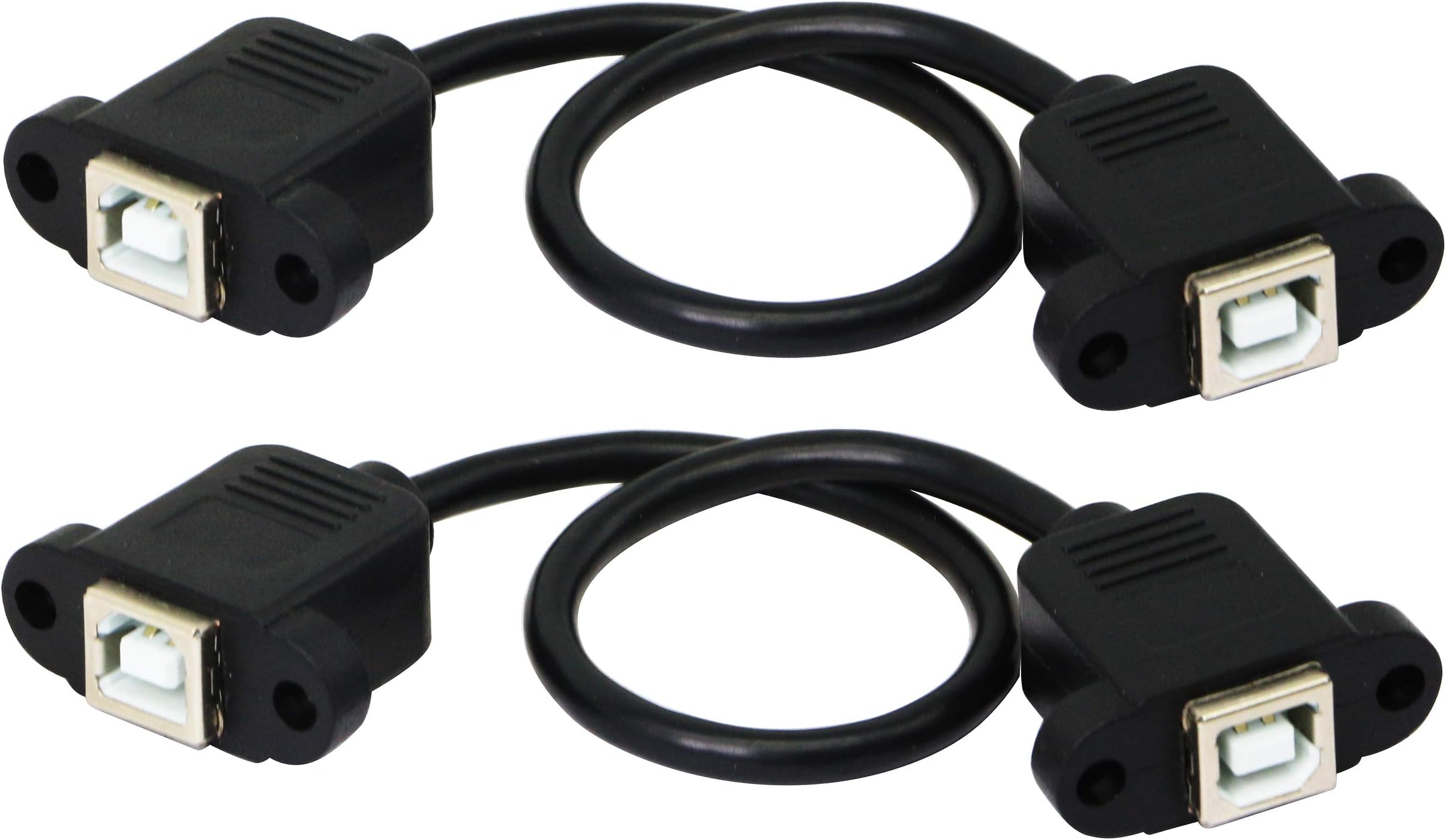 zdyCGTime USB 2.0 B Panel Mount Cable Panel Mount USB 2.0 B Female to Female Adapter for Scanner, Printer Extension Cable Connections(24CM-2 Pack)
