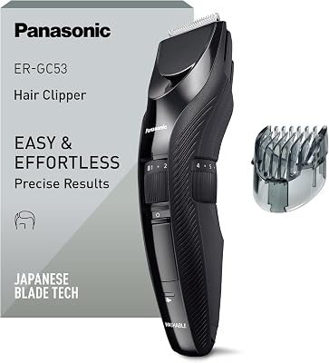 ER-GC53-K503 Cortadora de Cabello para Hombres, Trimmer Portátil Inalámbrica a Prueba De Agua, 19 Configuraciones de Longitud, 1 Accesorio, Operación Inalámbrica y con Cable, Negro