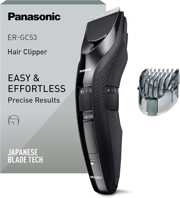 ER-GC53-K503 Cortadora de Cabello para Hombres, Trimmer Portátil Inalámbrica a Prueba De Agua, 19 Configuraciones de Longitud, 1 Accesorio, Operación Inalámbrica y con Cable, Negro