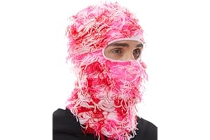 ROXUN Distressed Ski Mask Balaclava, Yeat Shiesty Fluffy Knitted Full Face Mask for Men/Women