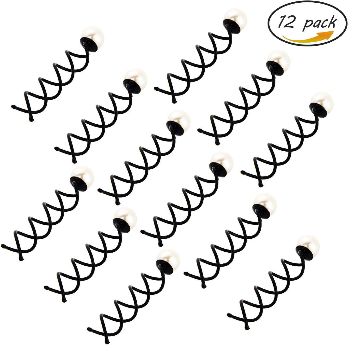 Tubala 12 Pack Spiral Hair Pins Hair Spin Pins Twist Screw Hair Pins Hair Bun Maker Stick Pick for DIY Hair Style, Black