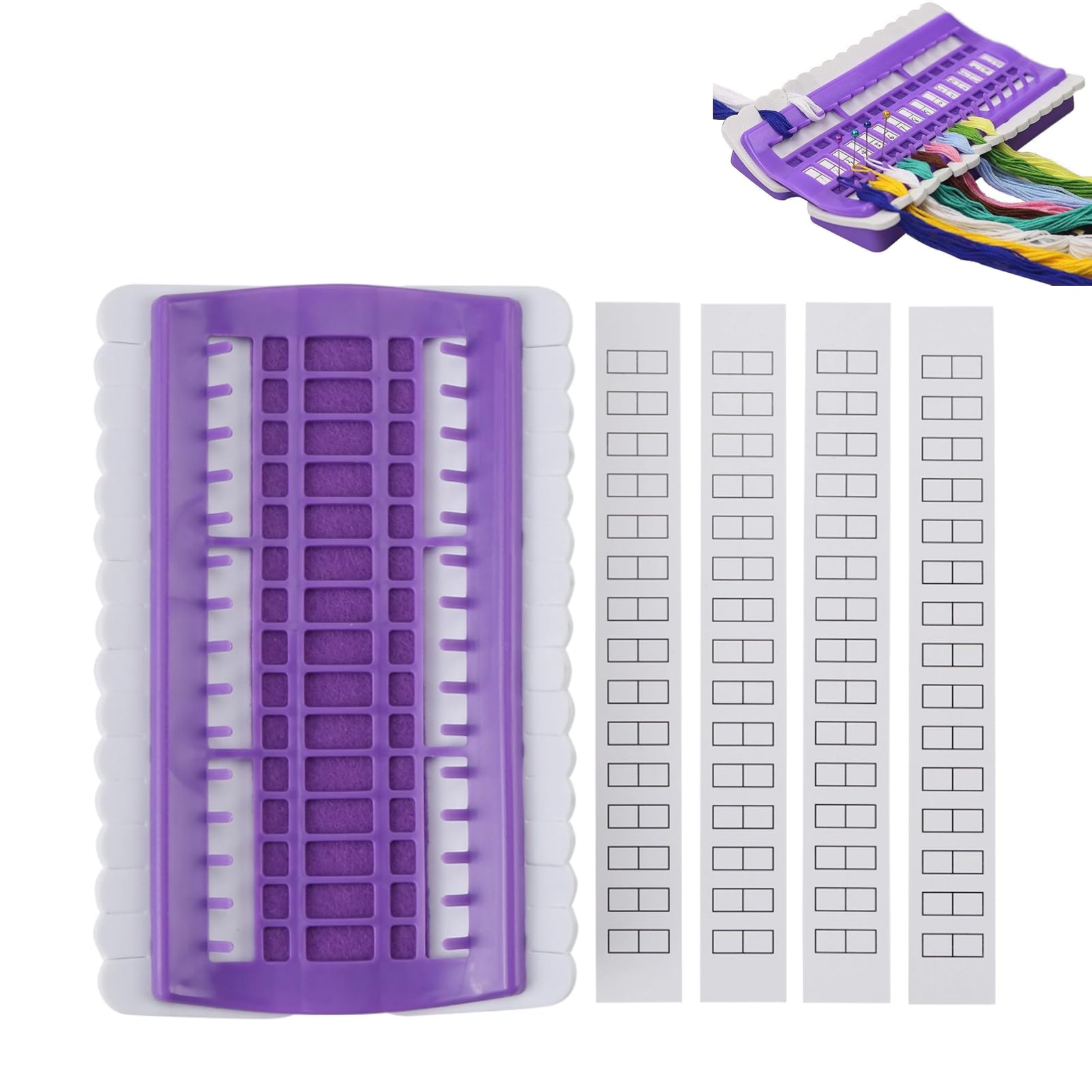 Embroidery Floss Organizer, 30 Position Plastic Foam Cross Stitch Thread Holder for Sewing Lovers Needlework Storage Rack with Replacement Labels