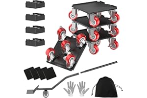 LOYAL TIGER 2000LBS Heavy Duty Furniture Dolly & Mover - 6.4" Carbon Steel Panel with 5X 360° Wheels, Non-Slip Sliders & Lifter for Sofa, Piano, Appliances (Red)