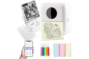 FYORO-II Thermal Mini Printer,Portable Inkless Sticker Maker,Bluetooth Printer for Phone App Free,Wireless Label Printer,Free Cut Small for Notes&Children DIY, Compatible with iOS&Android(3 Paper + 5 Pencils)