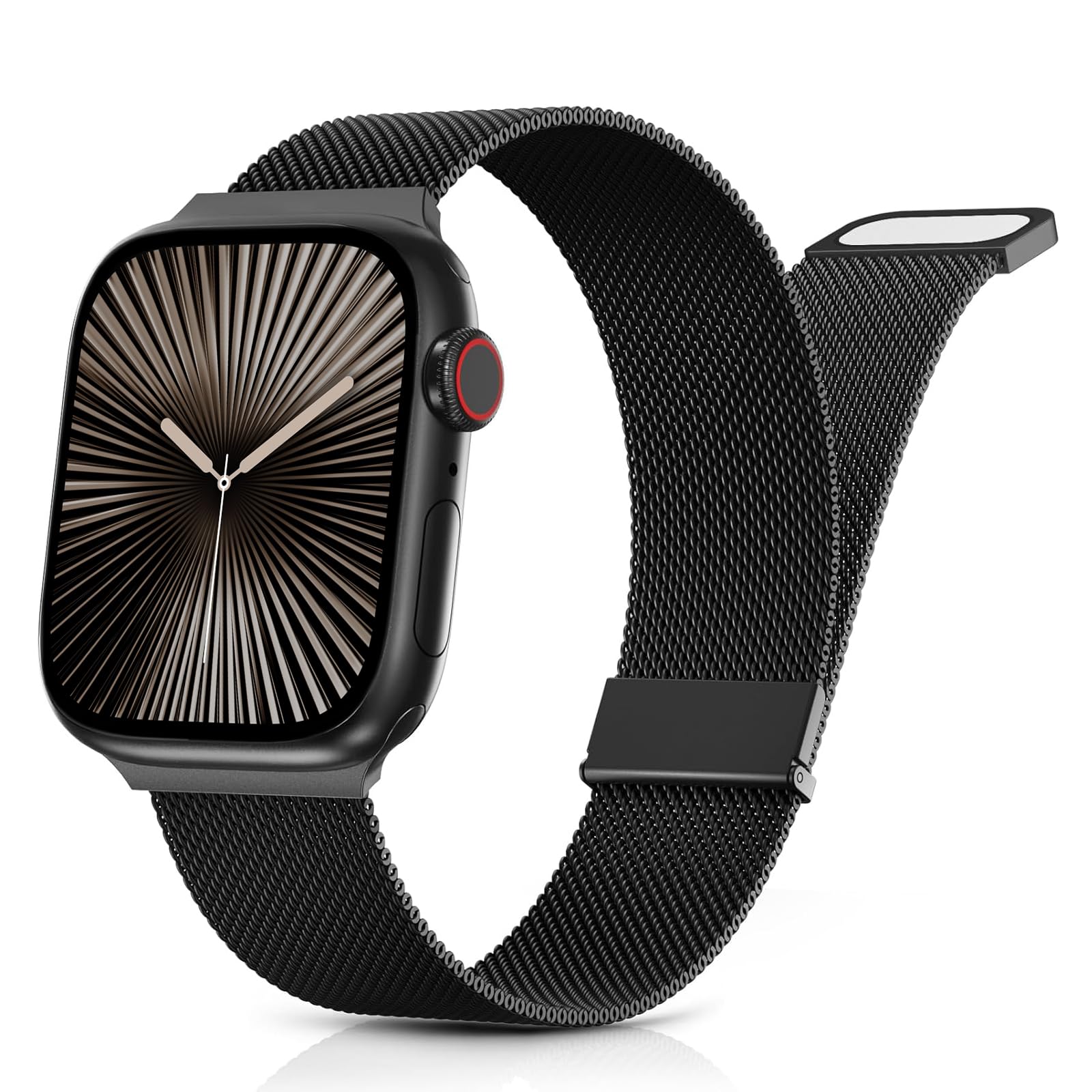 Tuocal Metal Upgraded Strap Compatible with Apple Watch Strap 42mm(Series 3/2/1) 44mm 45mm 46mm, Mesh Dual Magnetic Stainless Steel Replacement Women Men Straps for iWatch Series 10 9 8 7 6 5 4 3 2 1