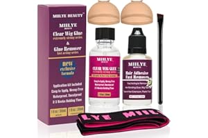 MIILYE BEAUTY Clear Wig Bond Glue 1oz/30ml With Band, Caps |Swimming Allowed| Waterproof for Front Lace, Extremely Strong Hold, Install Kits (1oz Glue+1oz Remover)
