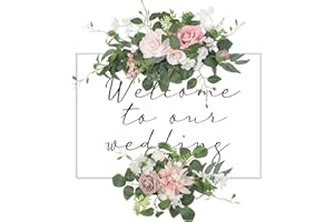 BMQDSM Wedding Arch Flowers Faux Flowers Set of 2 Flower Garland for Wedding Decorations for Reception and Wedding Welcome Sign (Pink)